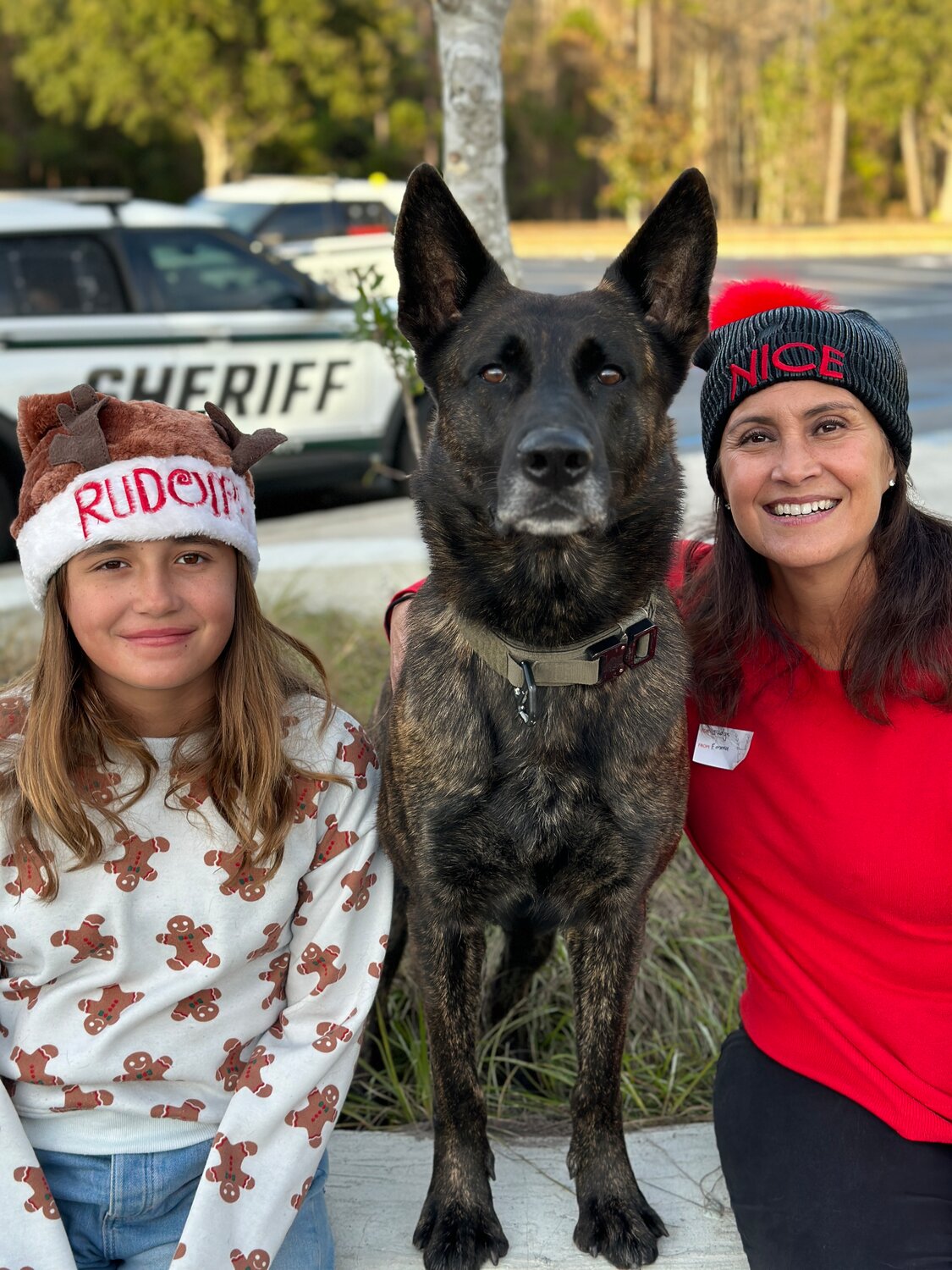 K-9 Murph received toys from K9s United's President and Founder Debbie Johnson and her daughter Emma.